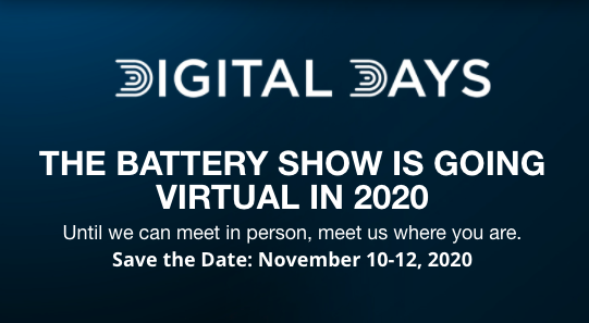 The Battery Show & EV Tech Digital Days November 10–12, 2020
